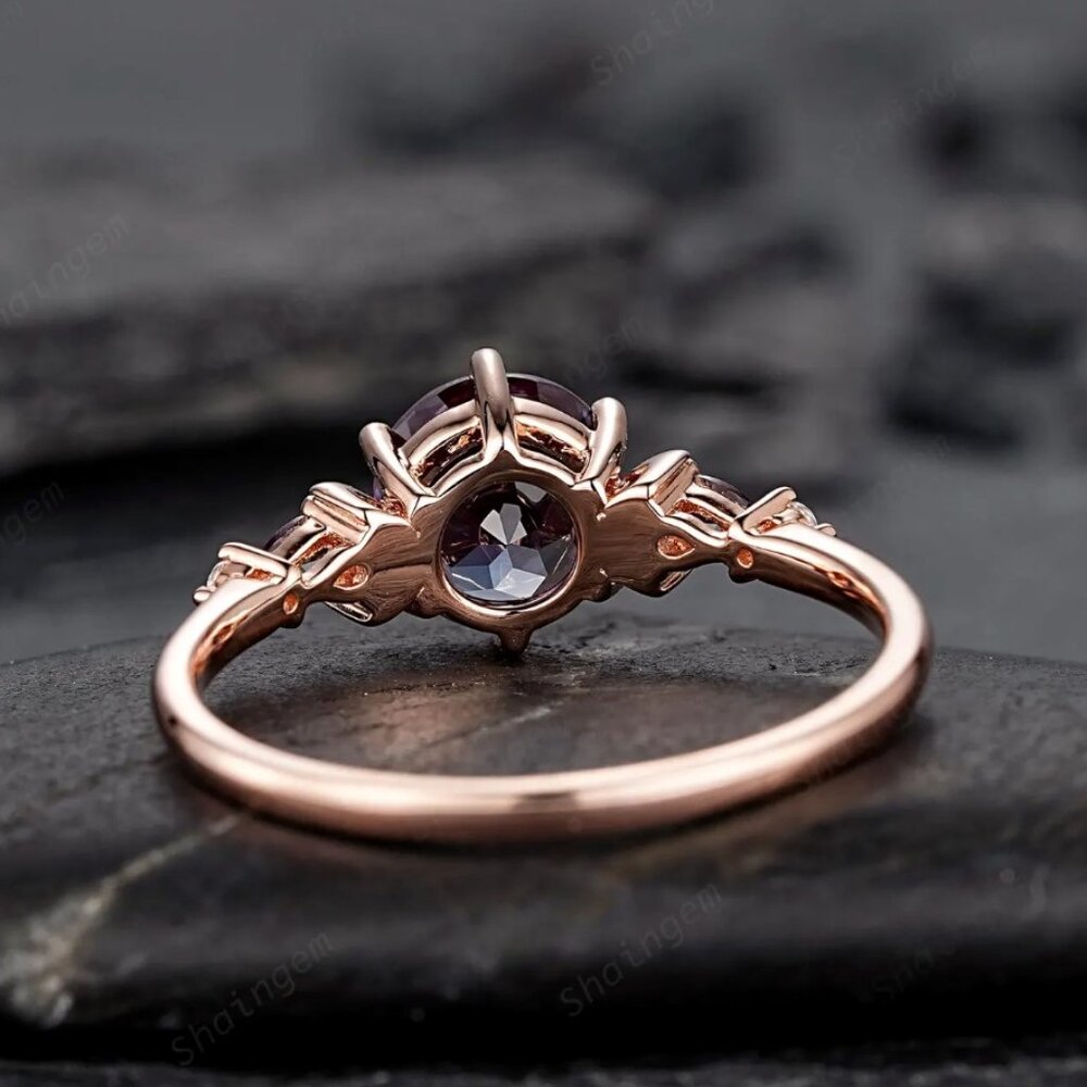 Color-Changing Alexandrite Engagement Ring unique moon star $335 sz 6.5 - Picture 6 of 6